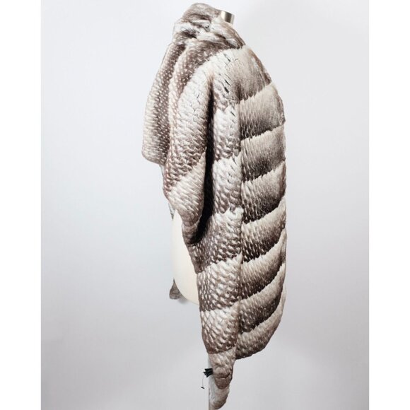 Chanel XL scarf shawl reversible 37" x 78" cashmere fur orylag gray rabbit 12k - Picture 15 of 16